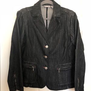Chicos Platinum Black Denim Jacket 1 EUC